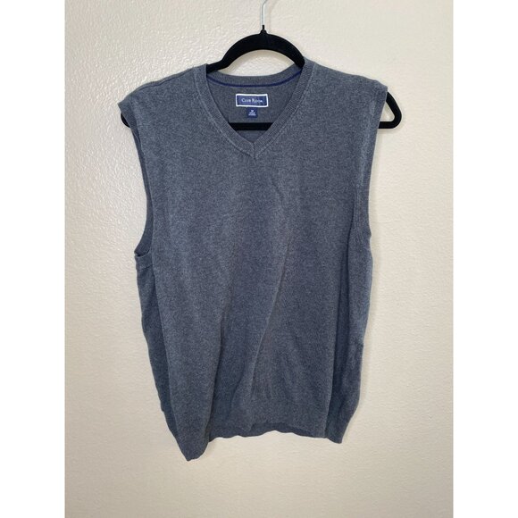 Club Room Mens Gray V-Neck Sweater Vest Sleeveless Size M 76% Cotton 24% Nylon - Picture 2 of 7